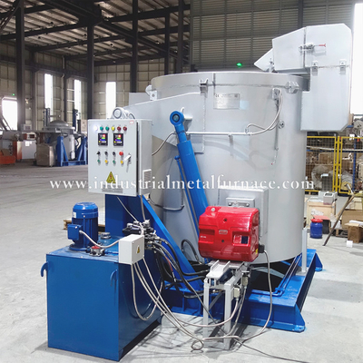 comprar 1000KG Cast Iron Crucible Natural Gas Zinc Dross Metal Melting Furnace Hydraulic Tilting online manufacture