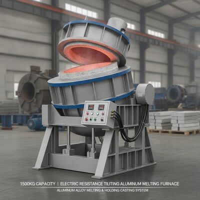 comprar Horno de fusión de aluminio eléctrico de resistencia con capacidad de 1500 kg, inclinación hidráulica y control inteligente de temperatura PID Fabricación en línea