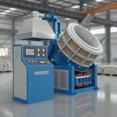 comprar Horno de inducción de frecuencia media con capacidad de 0.5 toneladas para fusión rápida de aleaciones de aluminio con sistema de inclinación hidráulica Fabricación en línea