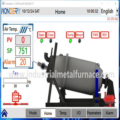 Horno de fusión automático PLC de metal de aluminio / horno de fusión de gas 10-12M por minuto Velocidad de rotación