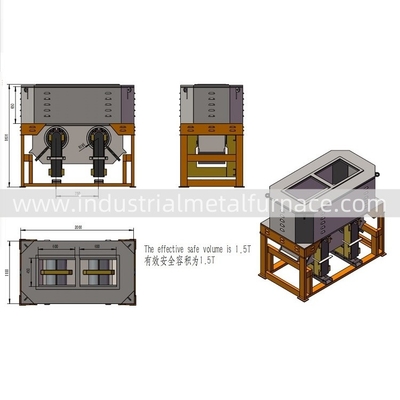 Fuego de inducción de fusión de metal de fundición por gravedad industrial de 2 cámaras de 90 kW para cobre